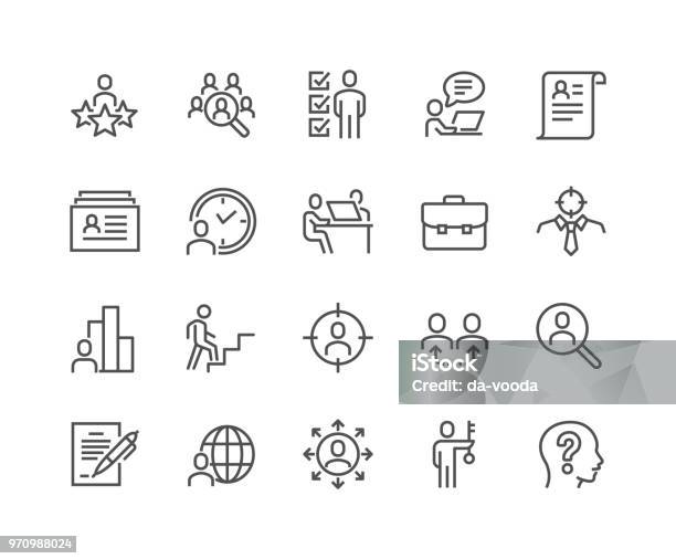 Line Head Hunting Icons Stock Illustration - Download Image Now - Icon Symbol, Occupation, Recruitment