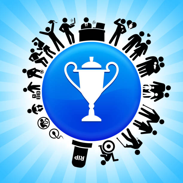 Trophy Lifecycle Stages of Life Background Trophy Lifecycle Stages of Life Background. The icon is placed on a circle button. Icons of life from conception to old surround the large shiny round button in the center of this 100 percent royalty free vector illustration. The button is placed against a blue tar burst background. The illustration shows speaks to the "life is short" idea. trophy wife stock illustrations