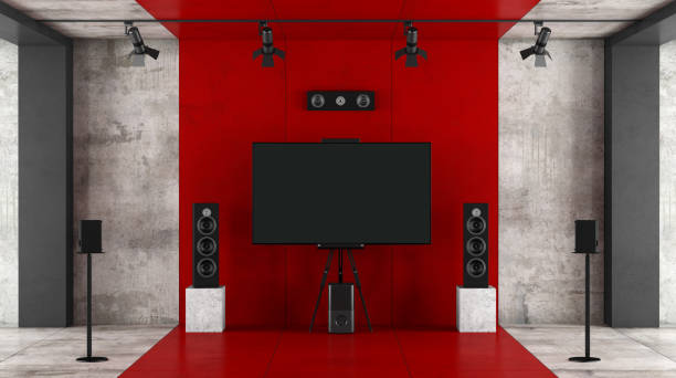 istock Red and black home cinema system 971002034