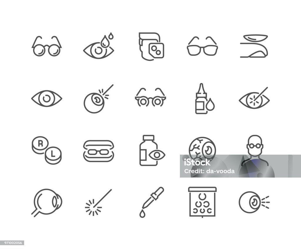 Linie-Optometrie-Symbole - Lizenzfrei Icon Vektorgrafik