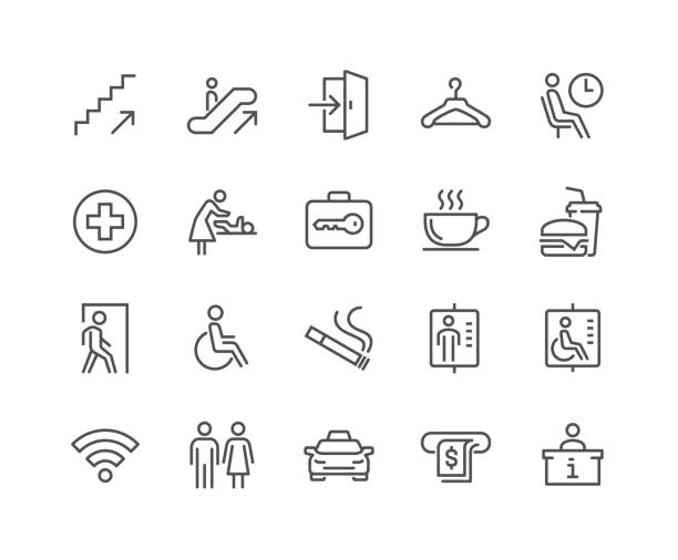 선 공개 탐색 아이콘 - moving down symbol computer icon people stock illustrations