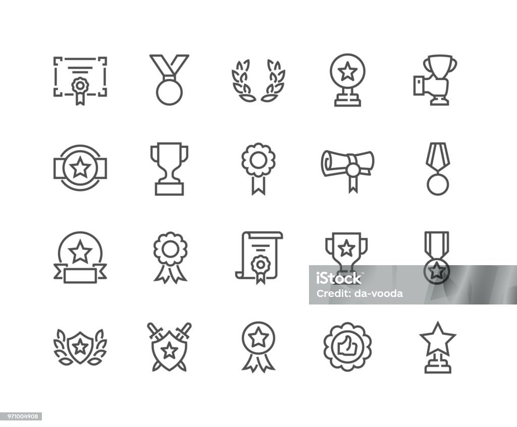 Line Awards Icons Simple Set of Awards Related Vector Line Icons. Editable Stroke. 48x48 Pixel Perfect. Icon Symbol stock vector