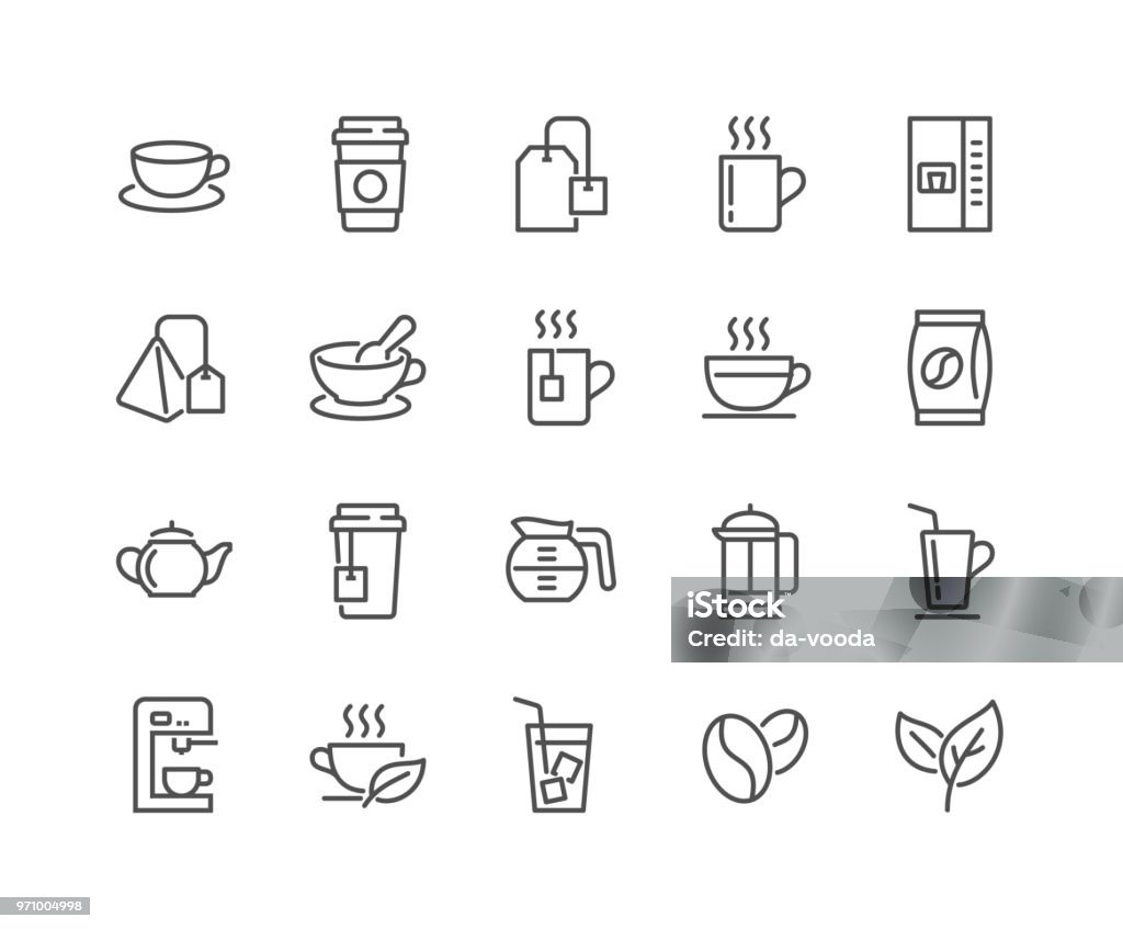 Línea café y té los iconos - arte vectorial de Ícono libre de derechos