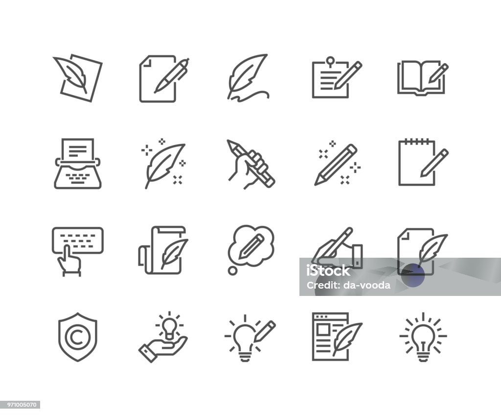 Linie Copywriting Icons - Lizenzfrei Icon Vektorgrafik