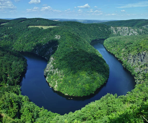 istock View of Vltava river horseshoe shape meander. 971005772