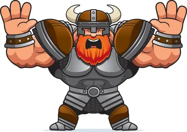 Vector illustration of Cartoon Viking Scared