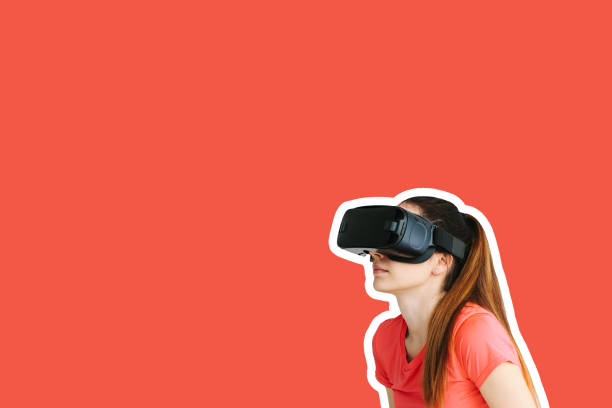 istock A beautiful girl with virtual reality glasses. Future technology concept. Modern imaging technology 971018108