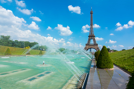 Eiffel Tower and Trocadero fountains, Paris, France