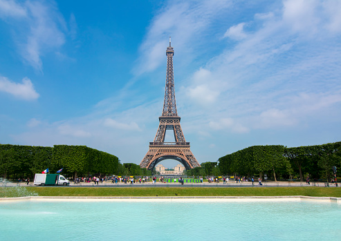 The Eiffel Tower was built for the World Exhibition in 1889, held in celebration of the French Revolution in 1789, Paris, France. 