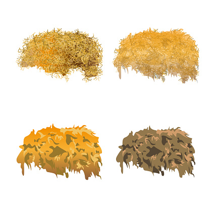 Hay pile set. Vector illustration isolated on a white background