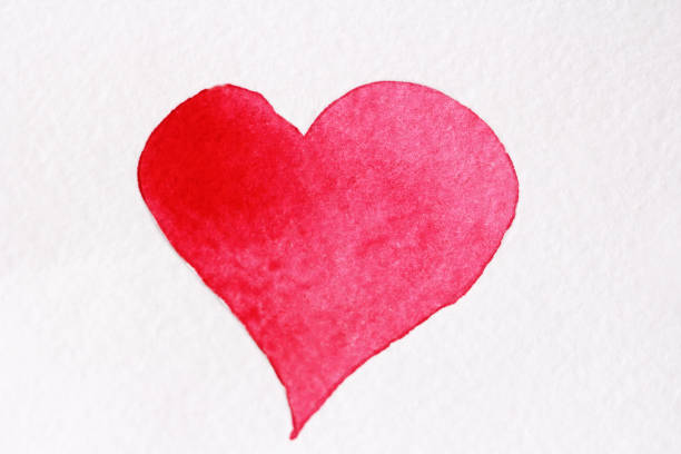 istock Red heart made from watercolor on a white background 971035960
