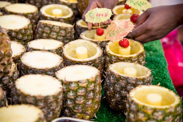 istock Fresh Tropical Pina Colada cocktail served in a pineapple 971040096