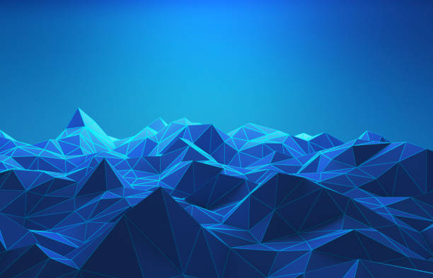istock Wireframe of mountains in technology concept. Sci-Fi data futuristic background. 3d illustration. 971046846
