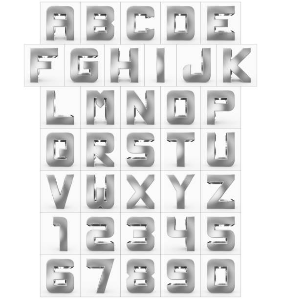 istock letters and numbers 3d cubic rounded silver isolated on white 971067152