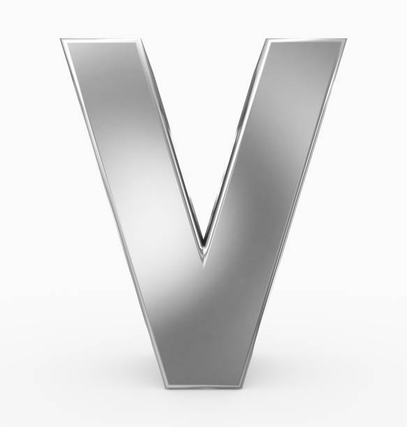 istock letter V 3d cubic silver isolated on white 971067554