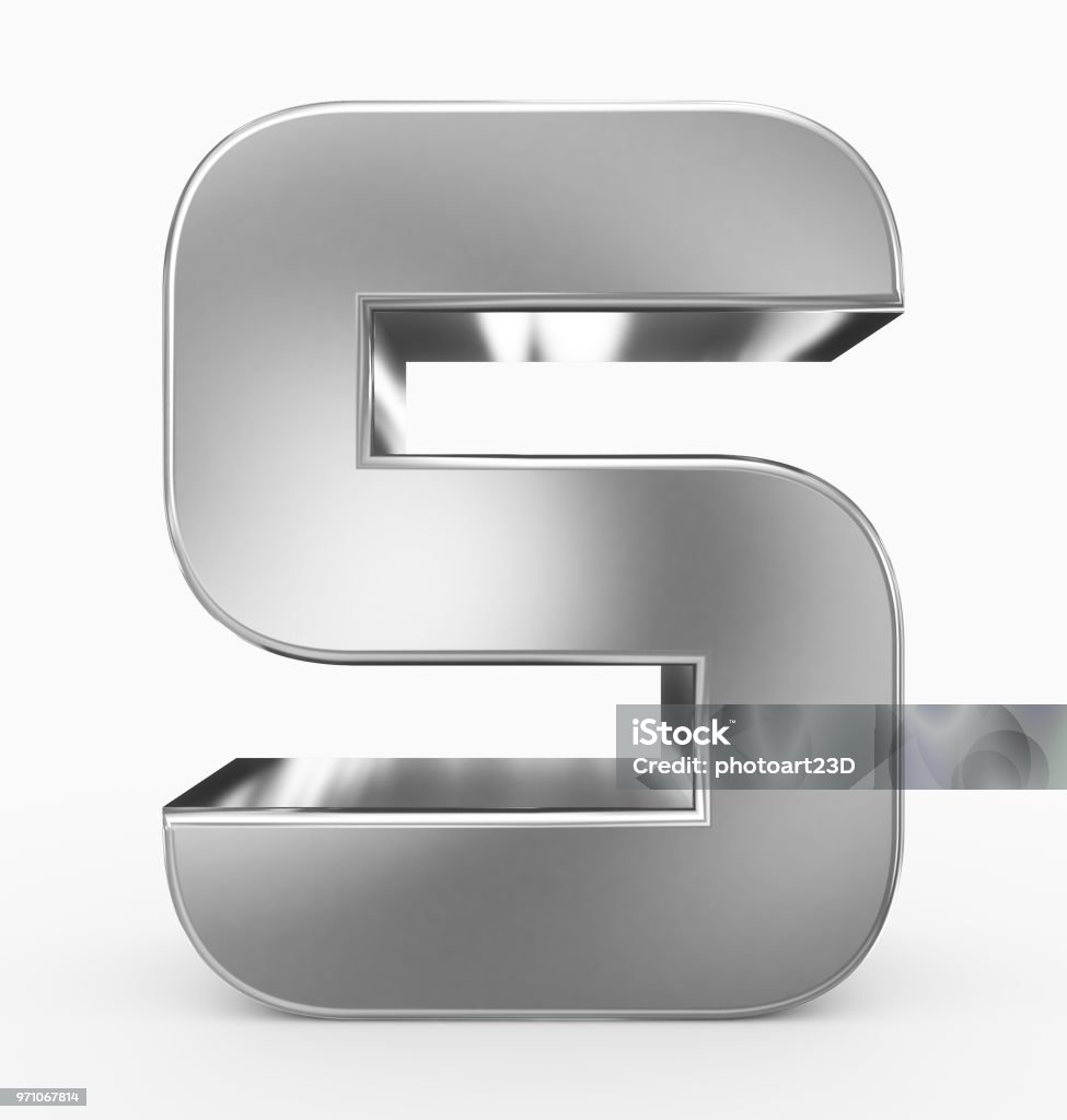 S Letter Rounded Block Letter S 3d Cubic Rounded Silver Isolated On White Stock Photo ...