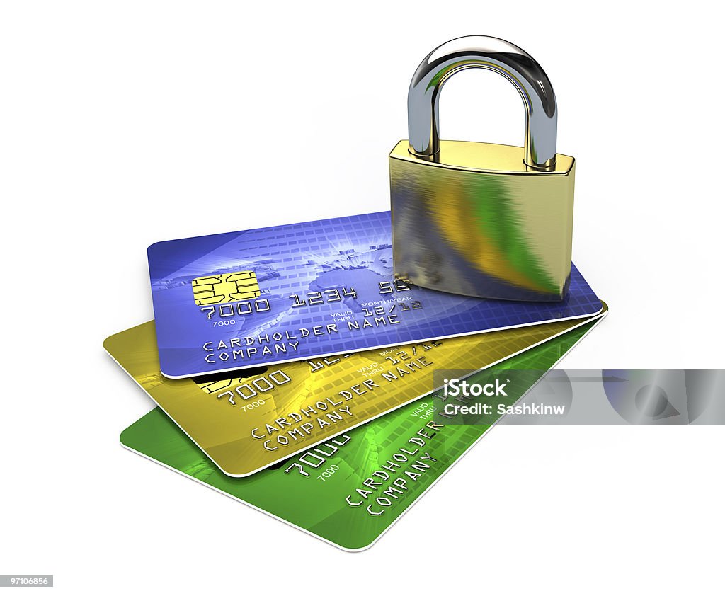 Sicurezza della carta di credito - Foto stock royalty-free di Arancione