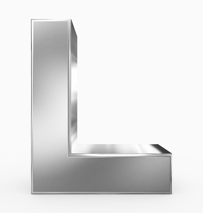 letter L 3d cubic silver isolated on white - 3d rendering