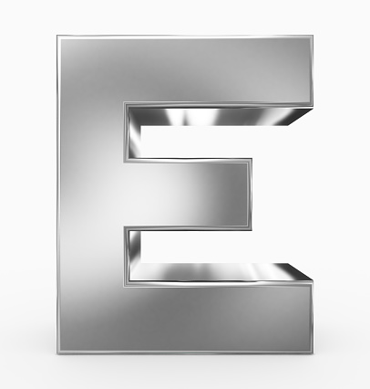 letter E 3d cubic silver isolated on white - 3d rendering