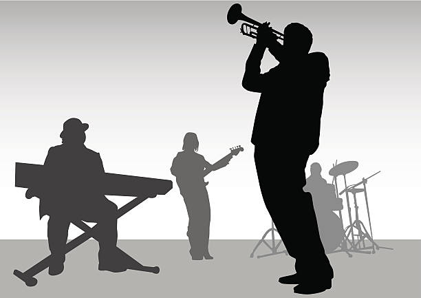 muzyka jazzowej - jazz trumpet nightclub entertainment club stock illustrations