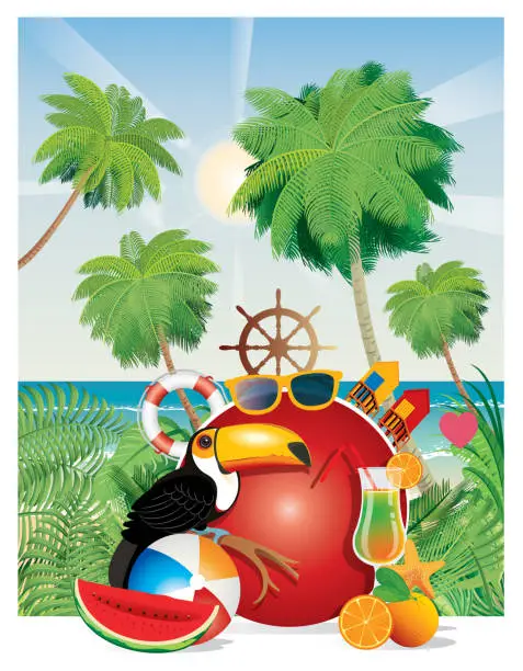 Vector illustration of Tropical beach