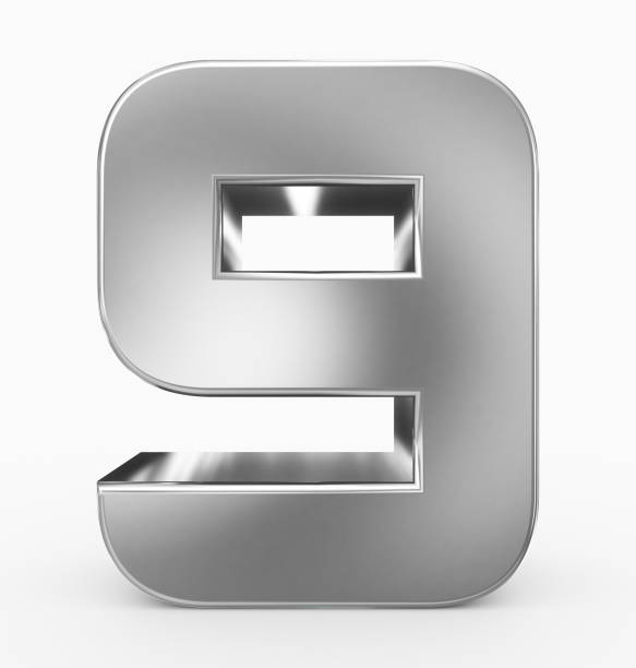 istock number 9 3d cubic rounded silver isolated on white 971075392