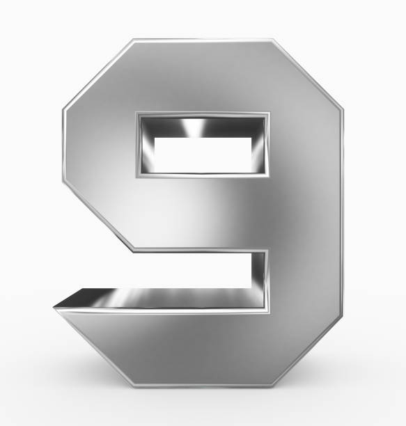 istock number 9 3d cubic silver isolated on white 971075434