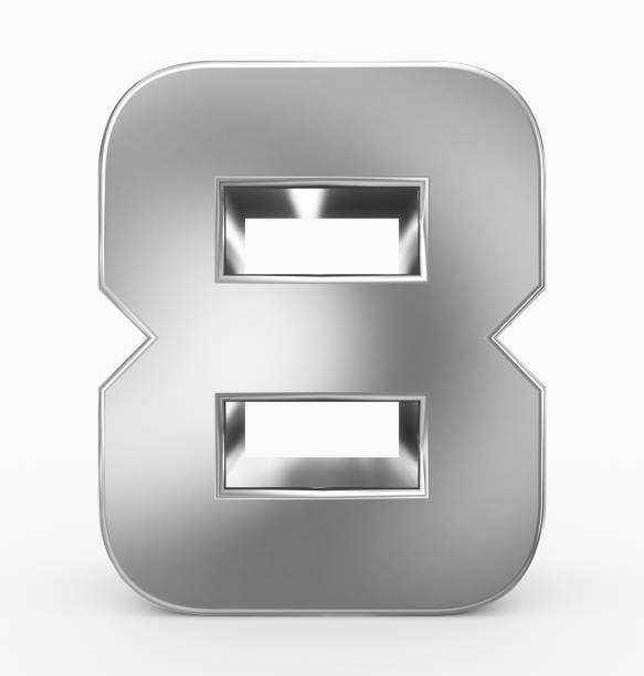 istock number 8 3d cubic rounded silver isolated on white 971075478