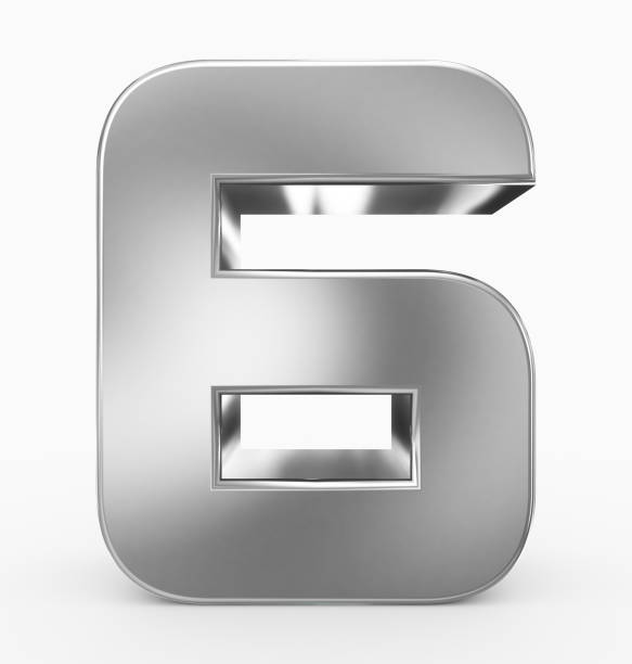 istock number 6 3d cubic rounded silver isolated on white 971075576