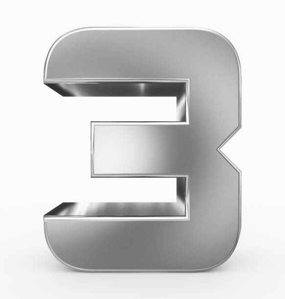istock number 3 3d cubic rounded silver isolated on white 971075926
