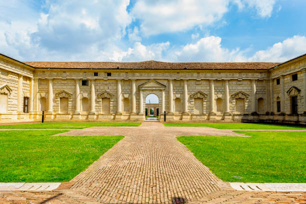 View from the entrance of Palazzo Te in Mantua (Lombardy, Italy). stock photo