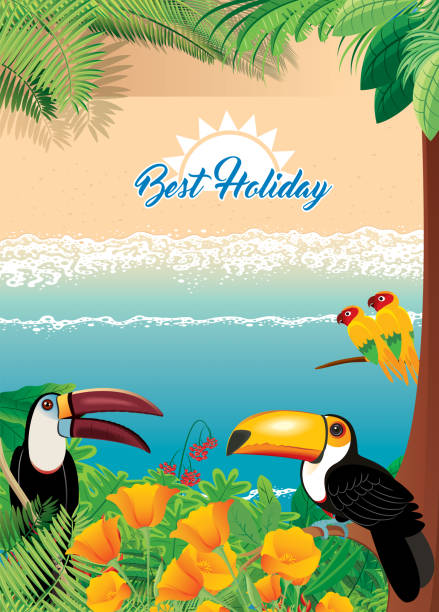 тропический пляж - hut island beach hut tourist resort stock illustrations