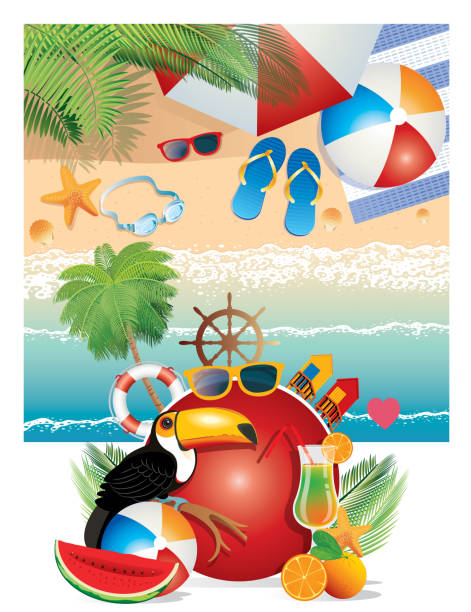 тропический пляж - hut island beach hut tourist resort stock illustrations