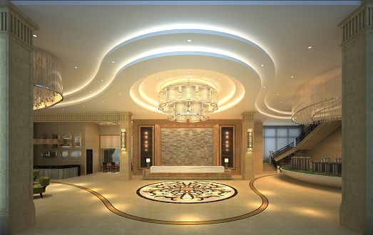 3d render of luxury building interior reception