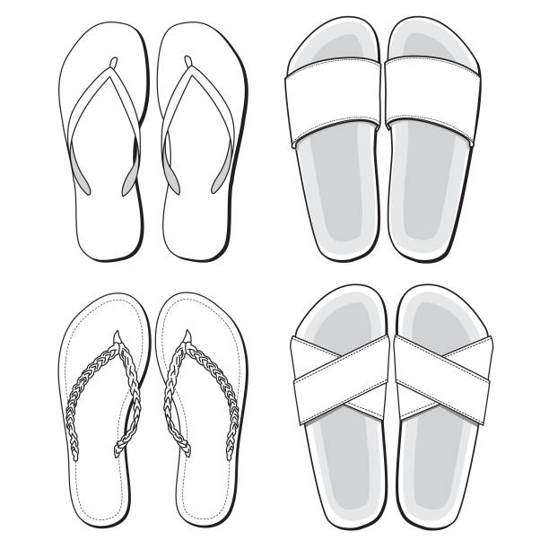 Sandal template Vector template for summer shoes flip flop sandal beach isolated stock illustrations