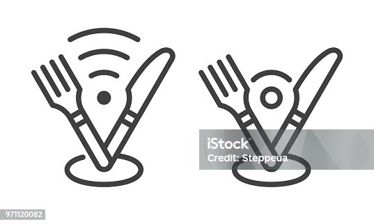 istock restaurant location icon with free wifi zone sign 971120082