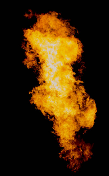 istock Isolated fire stream goes from flamethrower 971137806