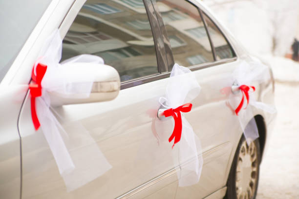 istock Luxury wedding car decorated with ribbons 971162266