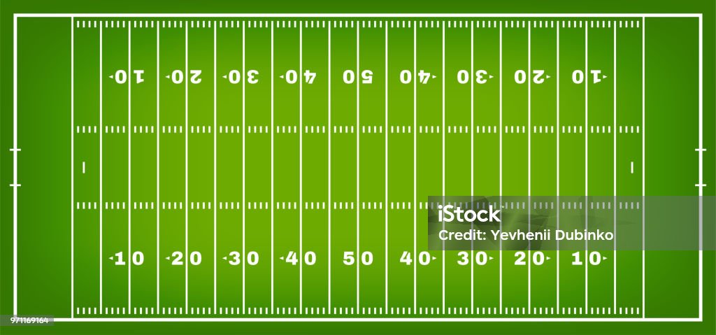 美國橄欖球場與標記。具有白色標記的頂部視圖中的橄欖球場 - 免版稅美式足球 - 團體運動圖庫向量圖形