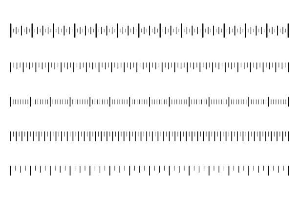 ilustraciones, imágenes clip art, dibujos animados e iconos de stock de escala de medición con marcas negras. escala de la regla de distancia y peso, temperatura y velocidad. escala de calibración - measuring