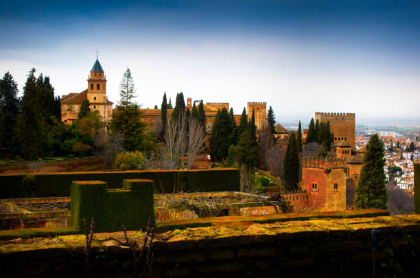 Beautiful view of the Alhambra, Granada, Spain, during sunset.