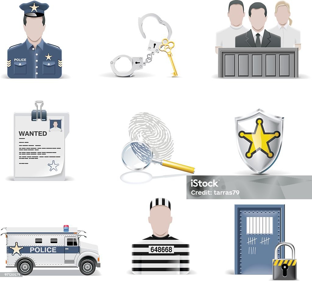 Conjunto de ícones de lei e ordem - Royalty-free Porta arte vetorial