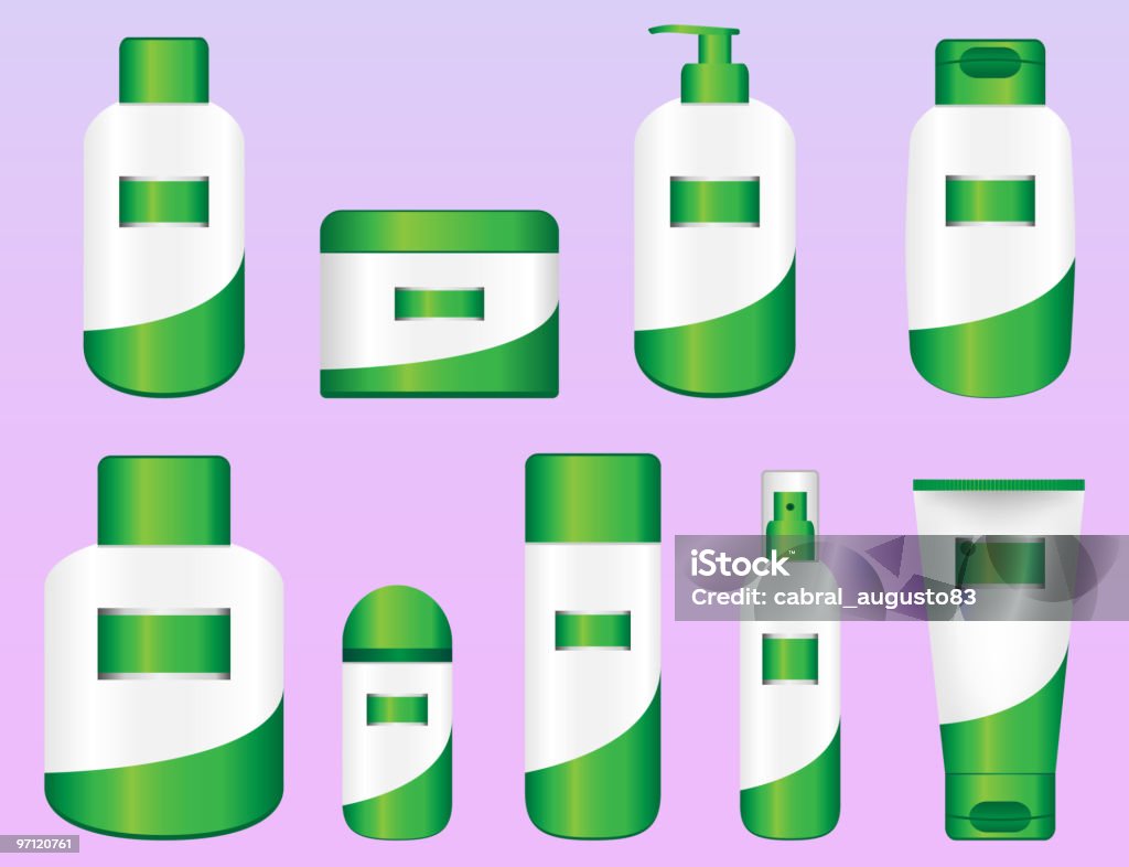 Set of 9 Bio Cosmetic Bottles.  Beauty stock vector
