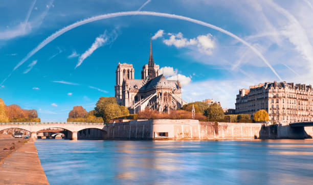 istock Paris, view over river Seine with Notre-Dame cathedral 971209732