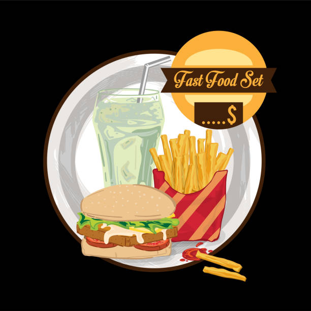 istock menu fastfood design graphic set hamburger French fries soft drink 971227774