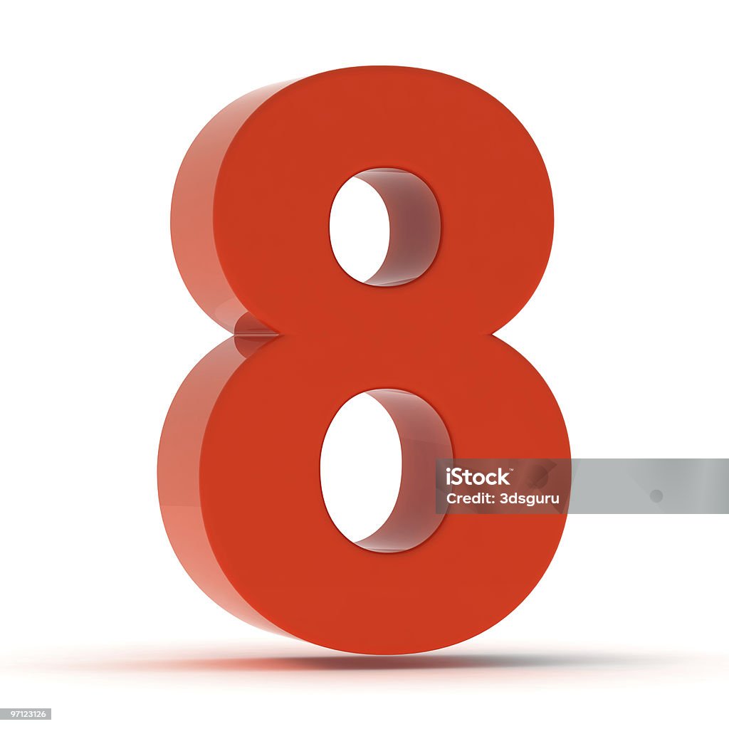 Die Zahl 8 rotem Kunststoff - Lizenzfrei Biegung Stock-Foto