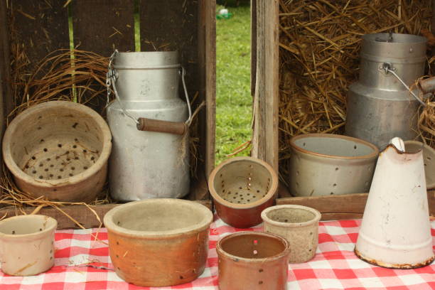 istock Milk cans Cheese molds  Farm Agricultural building 971253608