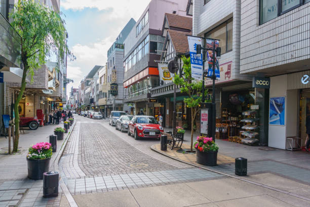 Motomachi shopping street. It is a fashionable shopping street where cobblestone streets continue. YOKOHAMA, JAPAN - APRIL 18, 2018 :Motomachi shopping street. It is a fashionable shopping street where cobblestone streets continue. motomachi kobe stock pictures, royalty-free photos & images