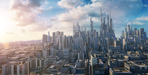 istock 3D rendering futuristic concept city 971256138