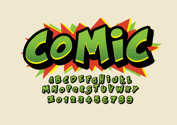 illustrazioni stock, clip art, cartoni animati e icone di tendenza di alfabeto comico - graffiti fonts